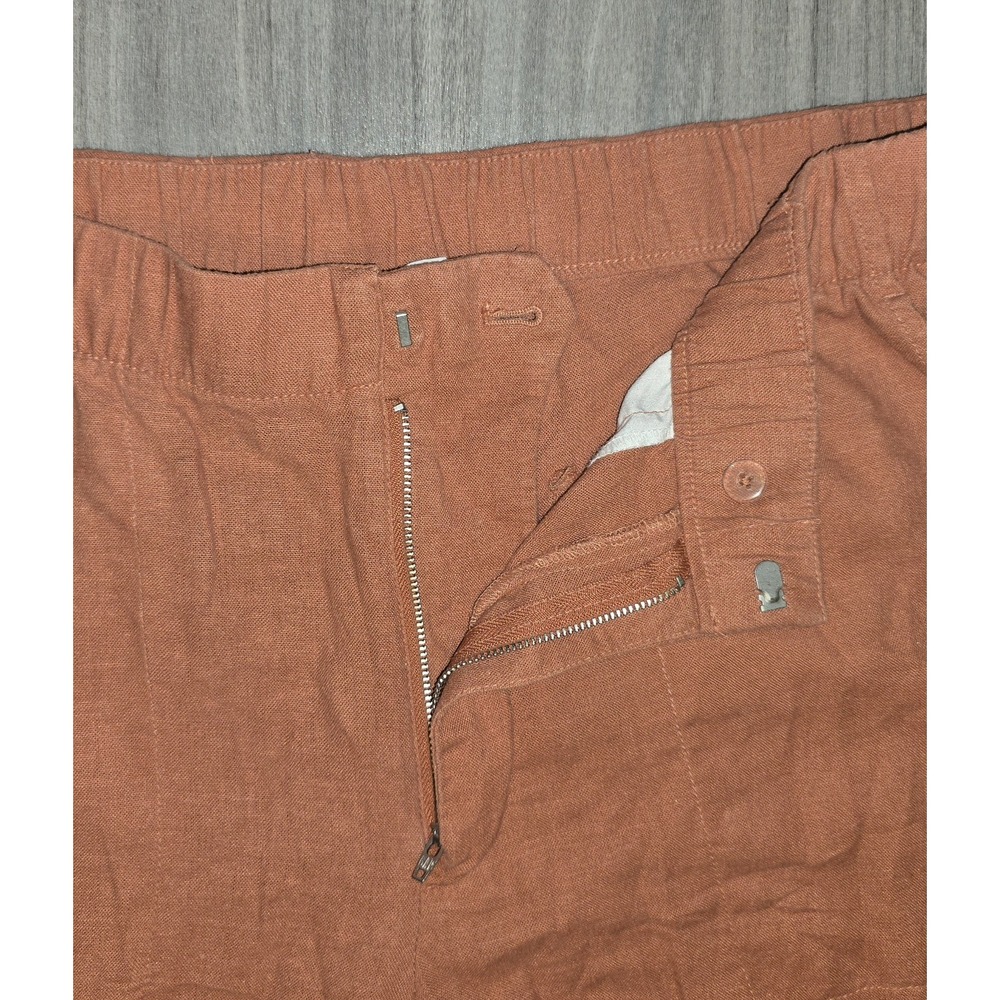 Gap Linen Blend Burnt Orange Pants Pockets Spring Travel Resort Womens Sz L - Picture 6 of 11